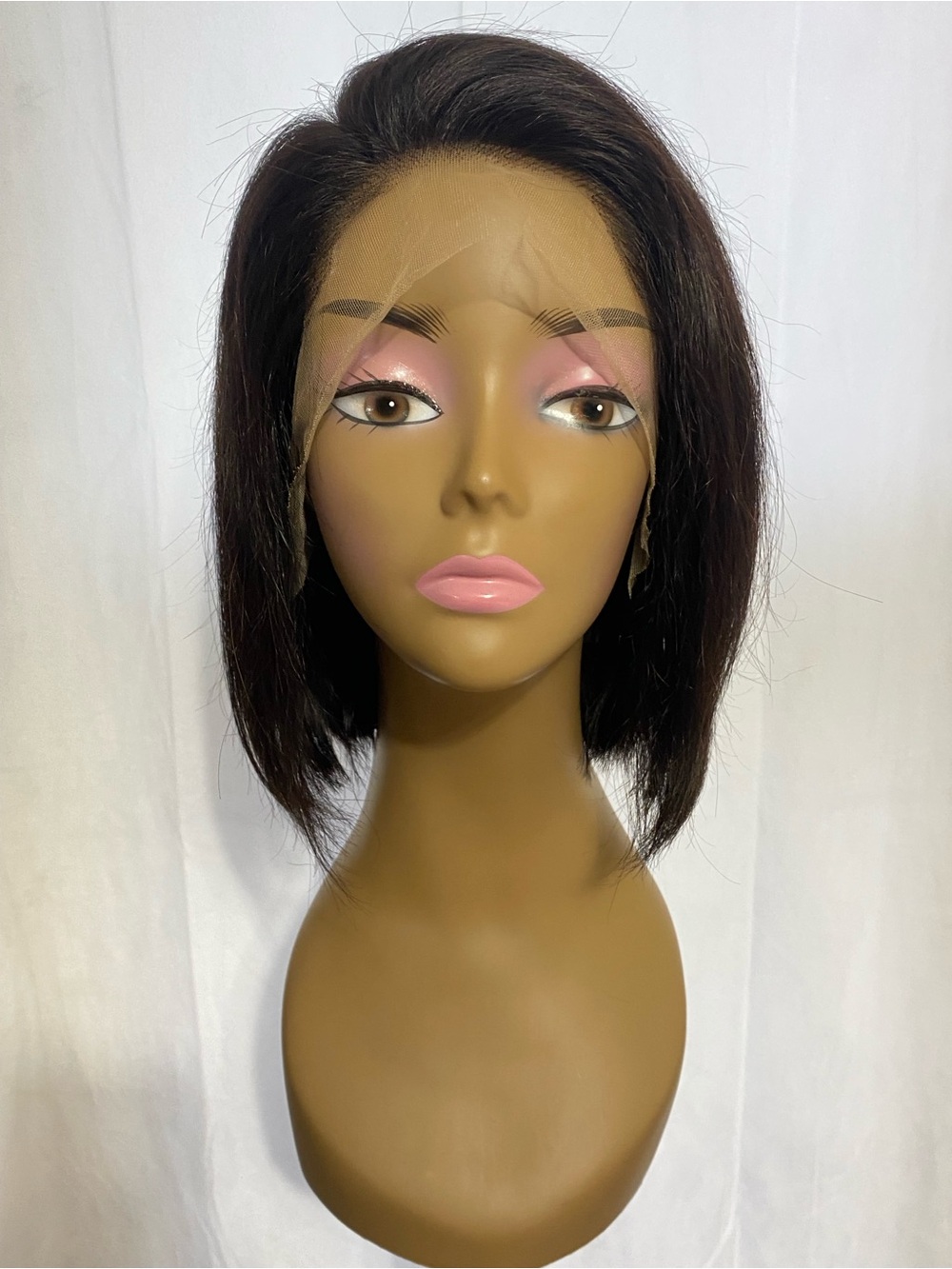 10" 13x4 HD Bob Lace Frontal Wig Human Hair Natural Black Preplucked 150 Denisty